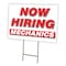 Signmission Now Hiring Mechanics Yard Sign & Stake outdoor plastic coroplast window, C-1216-DS-MECHANICS C-1216-DS-MECHANICS - alternate 1
